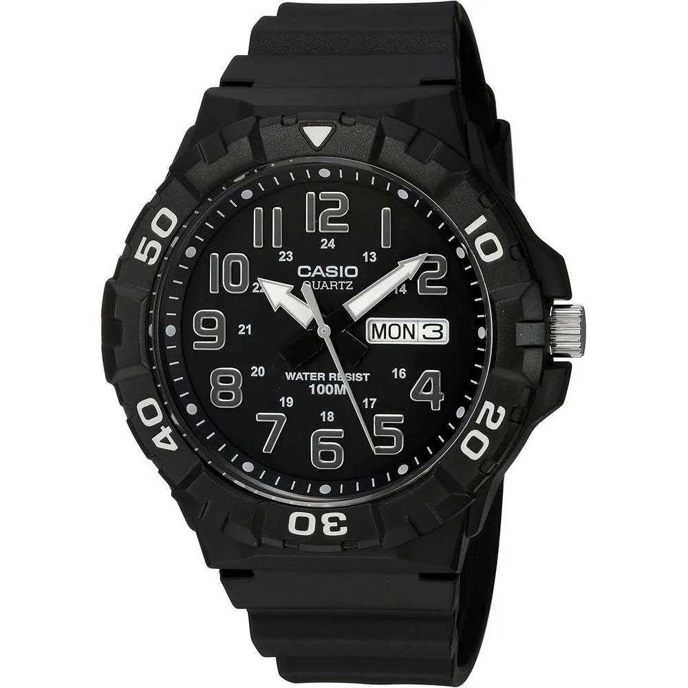 Casio MRW200H Series | Men's Analog Watch | Sporty Design | 100 Meter Water Resistance | Date Display | Rotary Bezel | Regular Time Keeping (HR, Min, SEC, PM, Date, Day) | 3 Year Battery