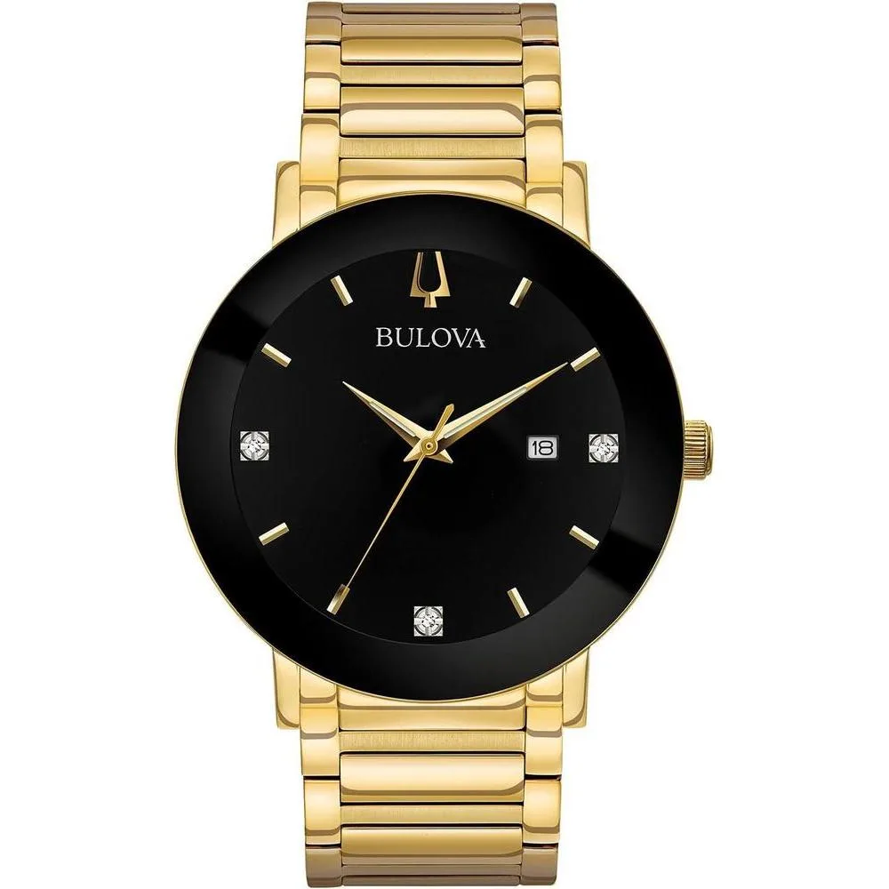 Bulova Men's 3-Hand Quartz Watch with Diamond Dial and Edge to Edge Crystal