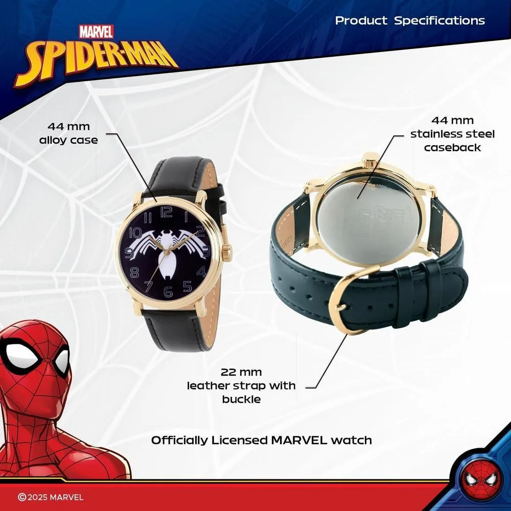 Reloj analógico vintage Spider-Man para adultos, diseño resistente al agua con movimiento de cuarzo y material de alta calidad