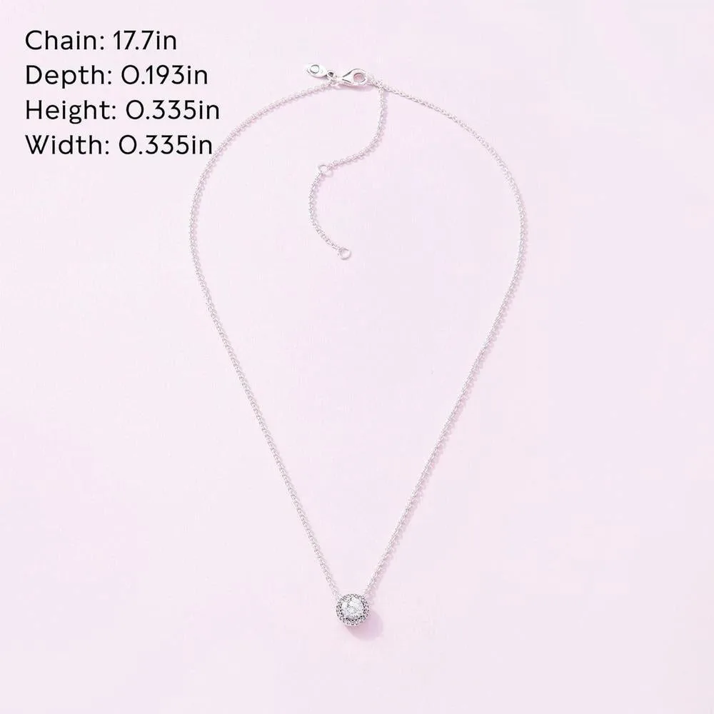 PANDORA Collar de Elegancia Clásica con Circonita Cúbica y Halo de Plata de Ley que Completa Cualquier Estilo