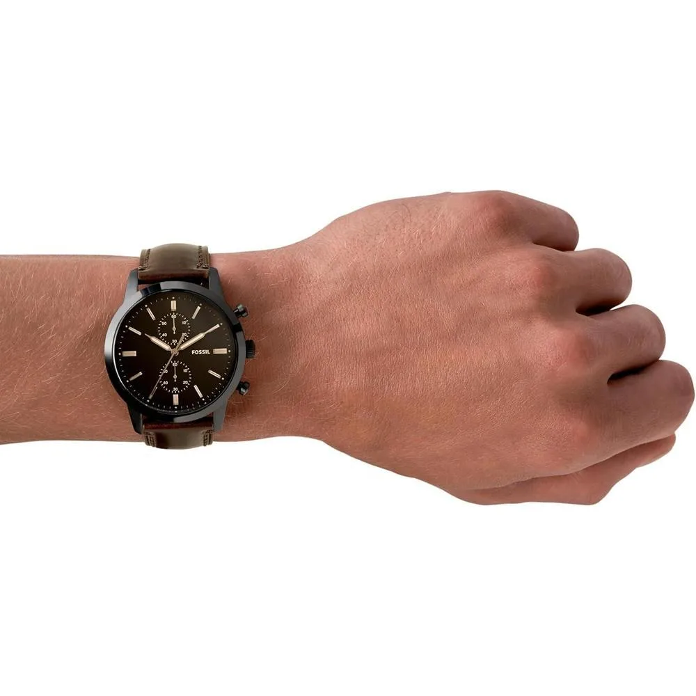 Reloj cronógrafo de acero inoxidable y cuero Fossil Townsman para hombre, estilo clásico y funcionalidad moderna