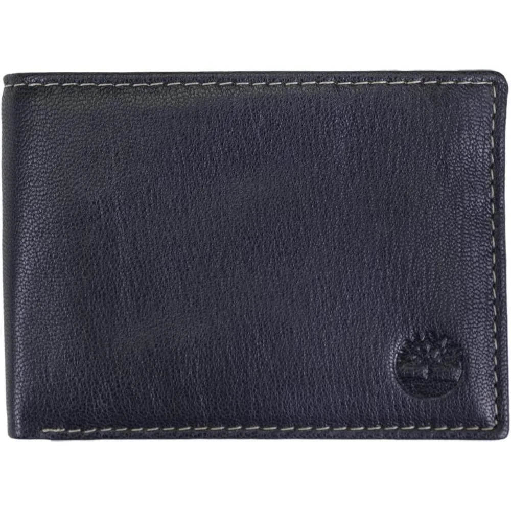 Timberland Men's RFID Blocking Wallet – Genuine Leather Passcase with Removable ID Holder, 6 Card Slots, 2 Billfold Pockets, Slim Design, Navy Blue, One Size