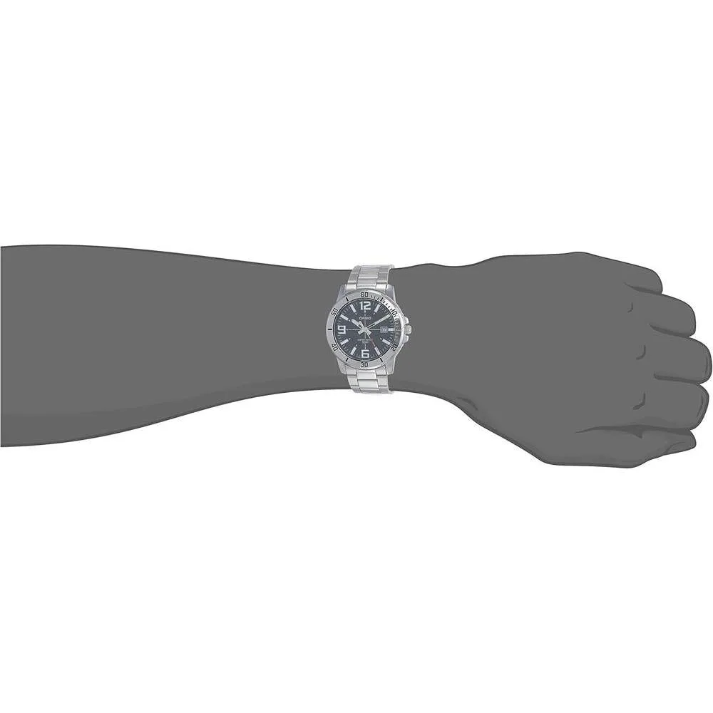 Casio MTP-VD01D-1BV Reloj deportivo analógico para hombre, dial negro, movimiento de cuarzo, acero