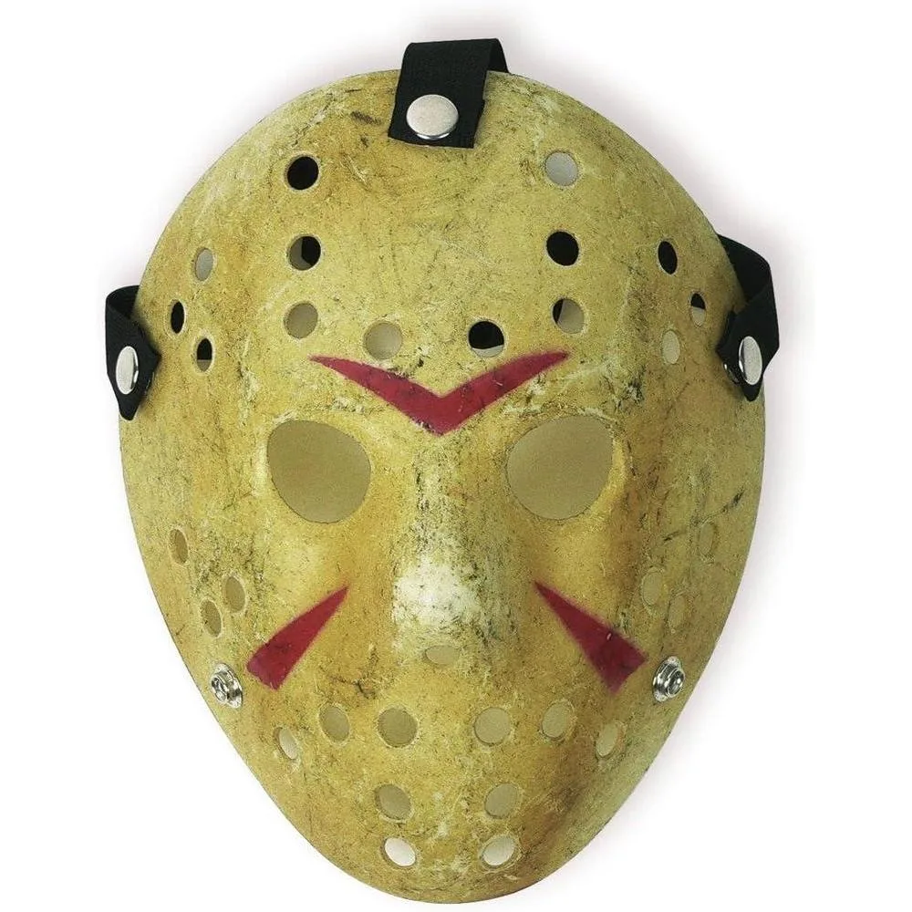 Máscara Cosplay Halloween de terror con diseño de hockey en color amarillo, ideal para disfraces y fiestas temáticas
