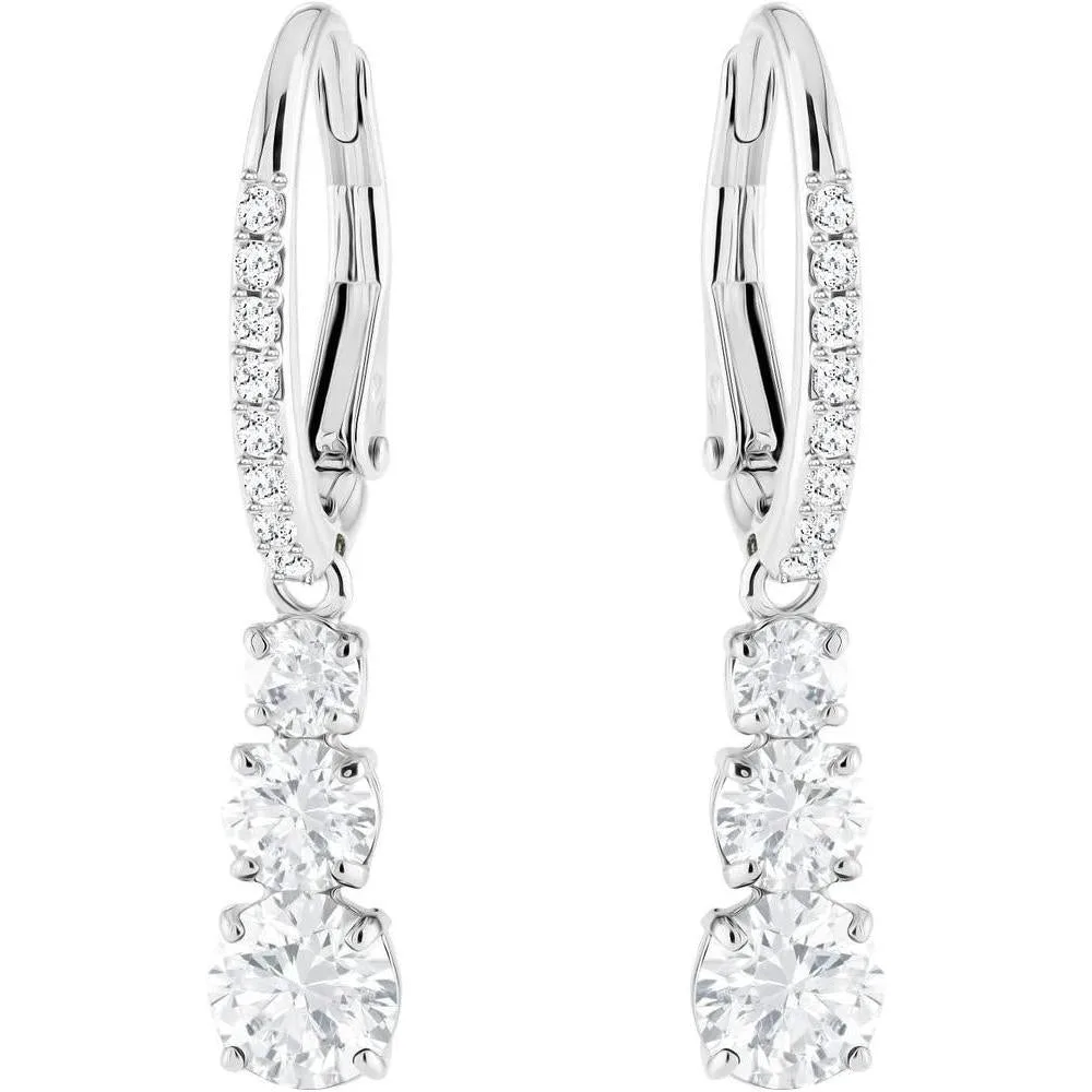 Swarovski colección de joyas: collar y aretes de cristal de trilogía de atracción, diseño elegante y atemporal