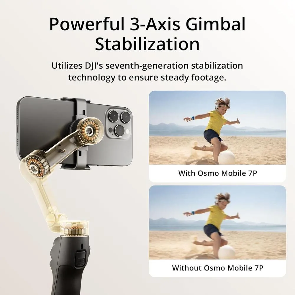 DJI Osmo Mobile 7P Estabilizador Gimbal para iPhone y Android con seguimiento, extensión, trípode y carga