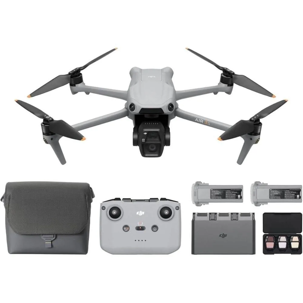 DJI Air 3S Combo Fly More con RC-N3 y cámara CMOS, video HDR 4K, detección de obstáculos y tres baterías incluidas