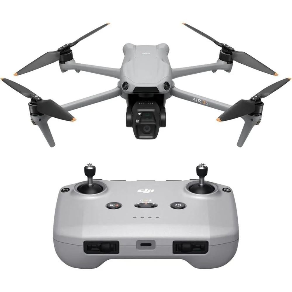 DJI Air 3S (RC-N3), Drone with Camera 4K, Dual-Camera Drone with 1" CMOS Wide-Angle Camera, 4K/60fps HDR Video & 14 Stops of Dynamic Range, 45-Min Max Flight Time, 20km Transmission Range