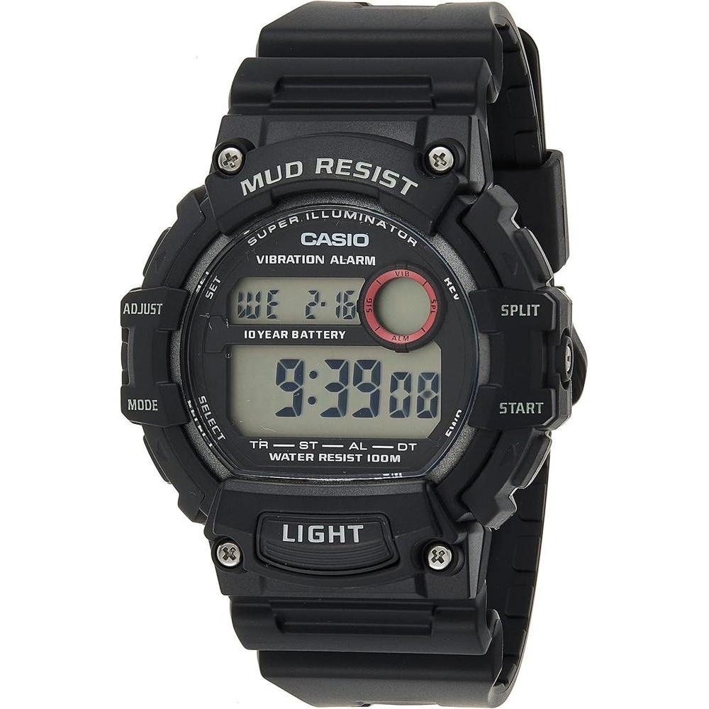 Casio Mud Resistant Stainless Steel Quartz Watch with Resin Strap, Black, 27.6 (Model: TRT-110H-1AVCF), standard
