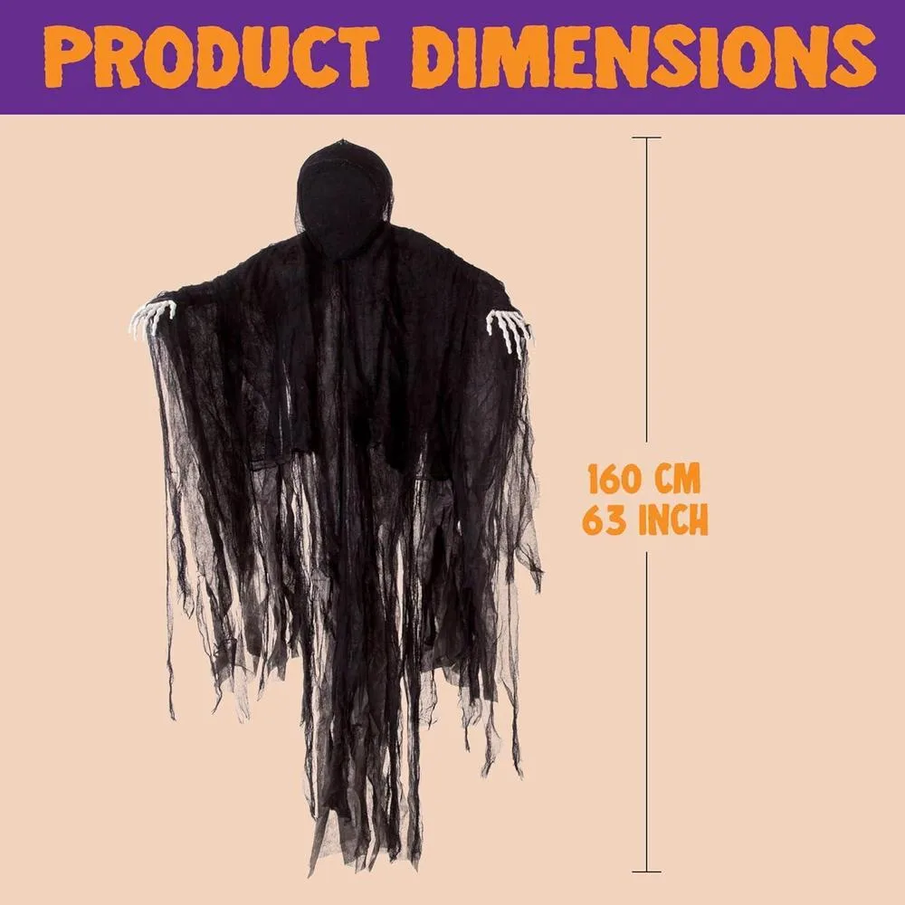 JOYIN Decoración de Halloween de 160 cm para exteriores, decoración de fantasma colgante sin cara oscura en bata de terror negra