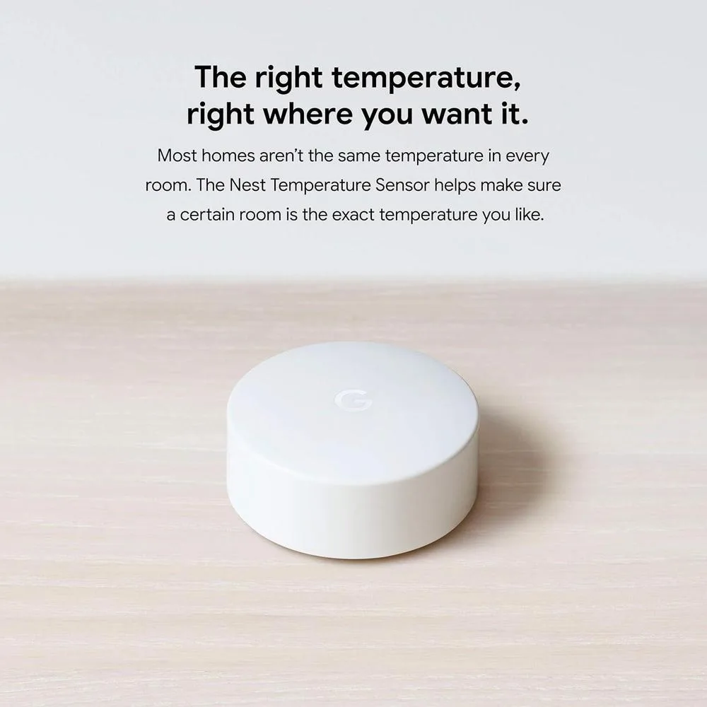 Google Sensor de temperatura Nest compatible con termostatos Nest. Incluye 3 sensores para control de clima en varios espacios del hogar