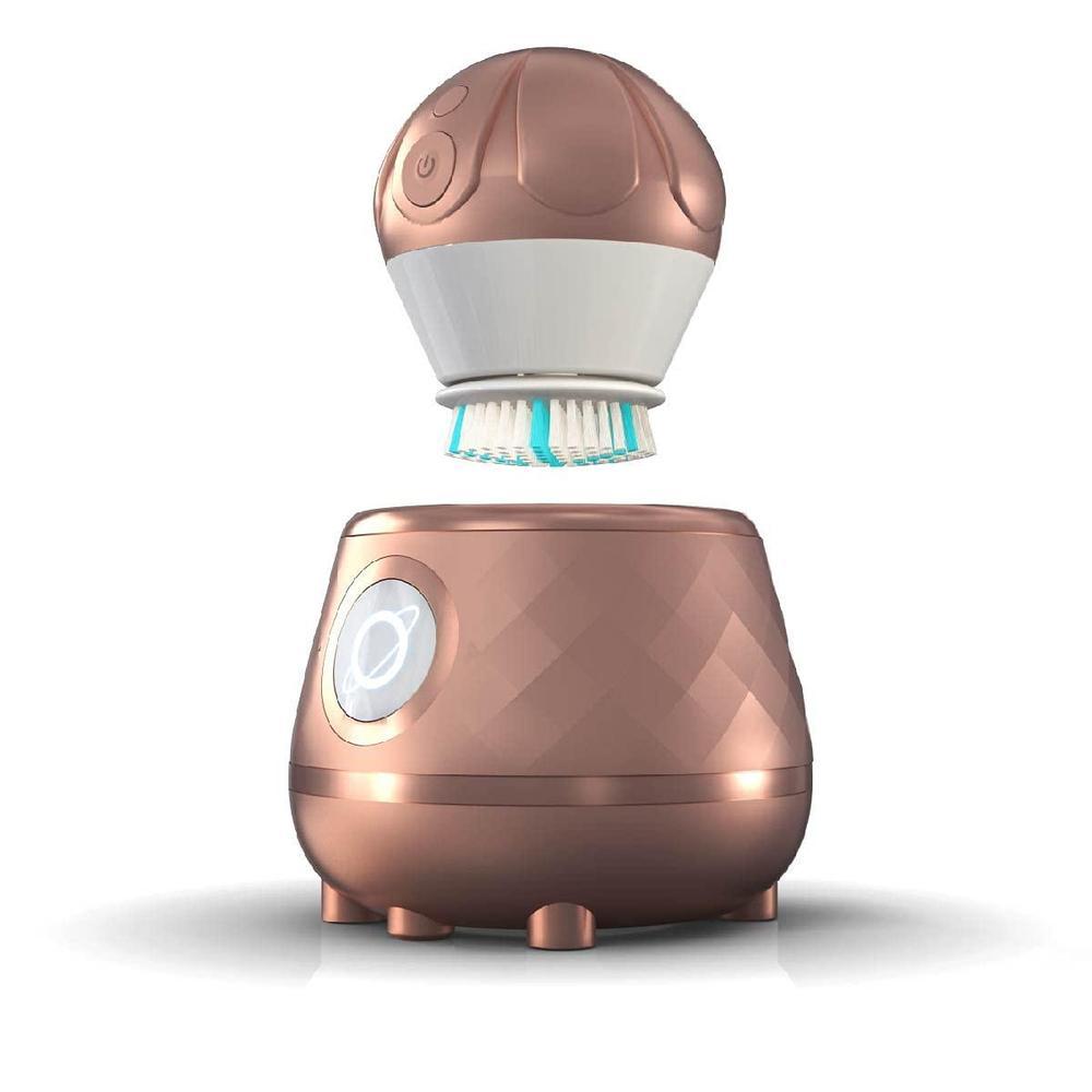 TAO Clean Ona Diamond Cepillo facial orbital y estación de limpieza, cepillo de limpieza facial eléctrico con mango ergonómico, configuración de doble velocidad, oro rosa