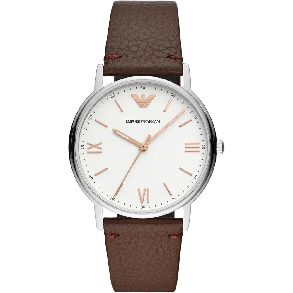 Emporio Armani Men's Three-Hand Leather Watch