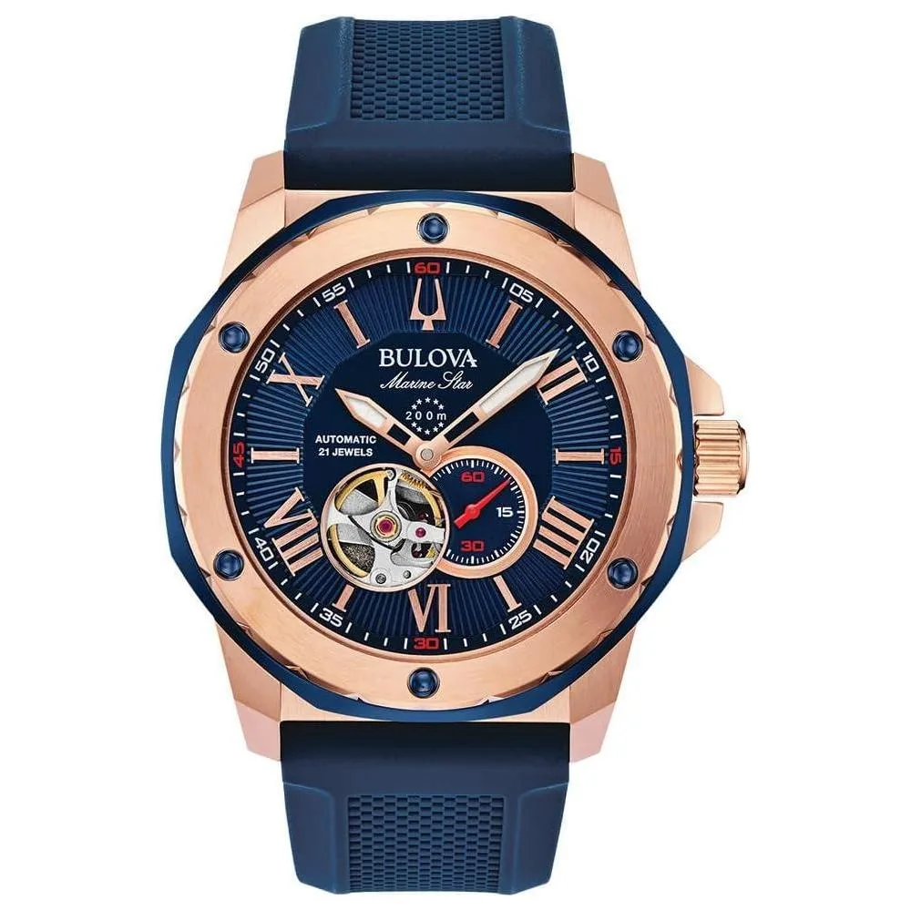 Bulova Men's Marine Star Automatic Blue Dial Watch | 45mm | 98A227