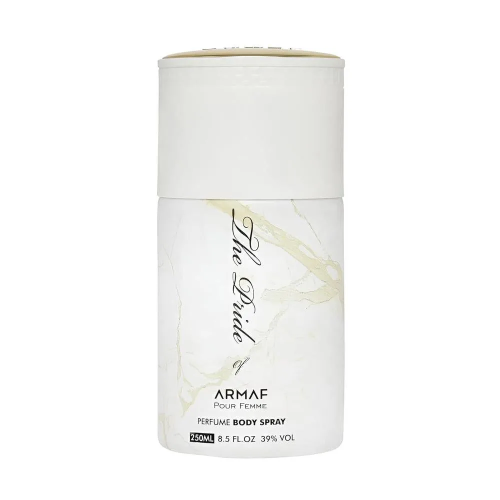 Armaf Pride White Body Spray para mujer, fragancia floral de lujo de larga duración