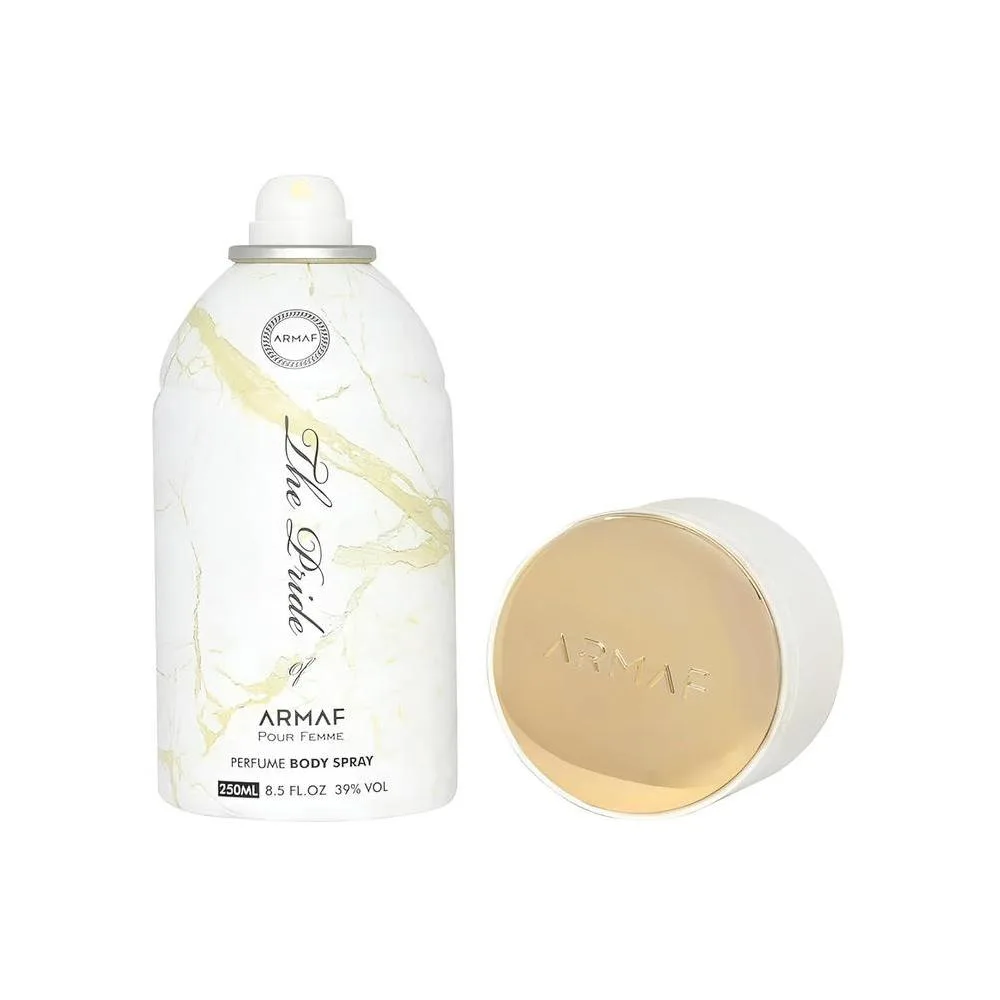 Armaf Pride White Body Spray para mujer, fragancia floral de lujo de larga duración
