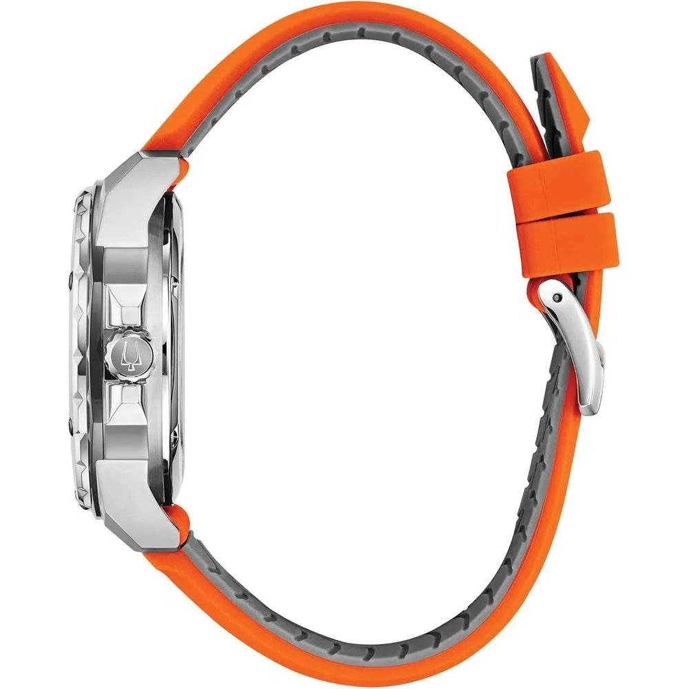 Bulova Marine Star 'Series A' Reloj automático para hombre con correa naranja de silicona, estilo moderno y resistente al agua