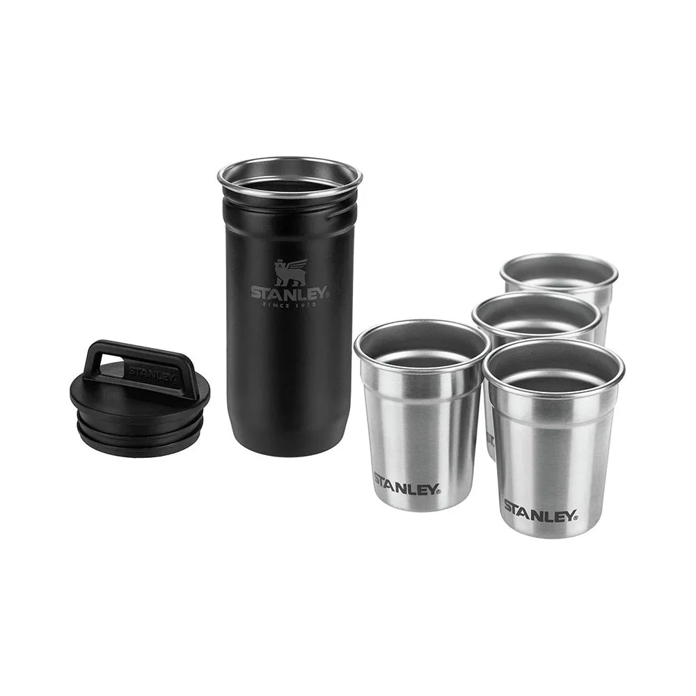 Stanley Adventure Nesting Shot Glass Set, 4 Stainless Steel Shot Glasses with Rugged Metal Travel Carry Case, Camping Gifts, Matte Black, 2oz