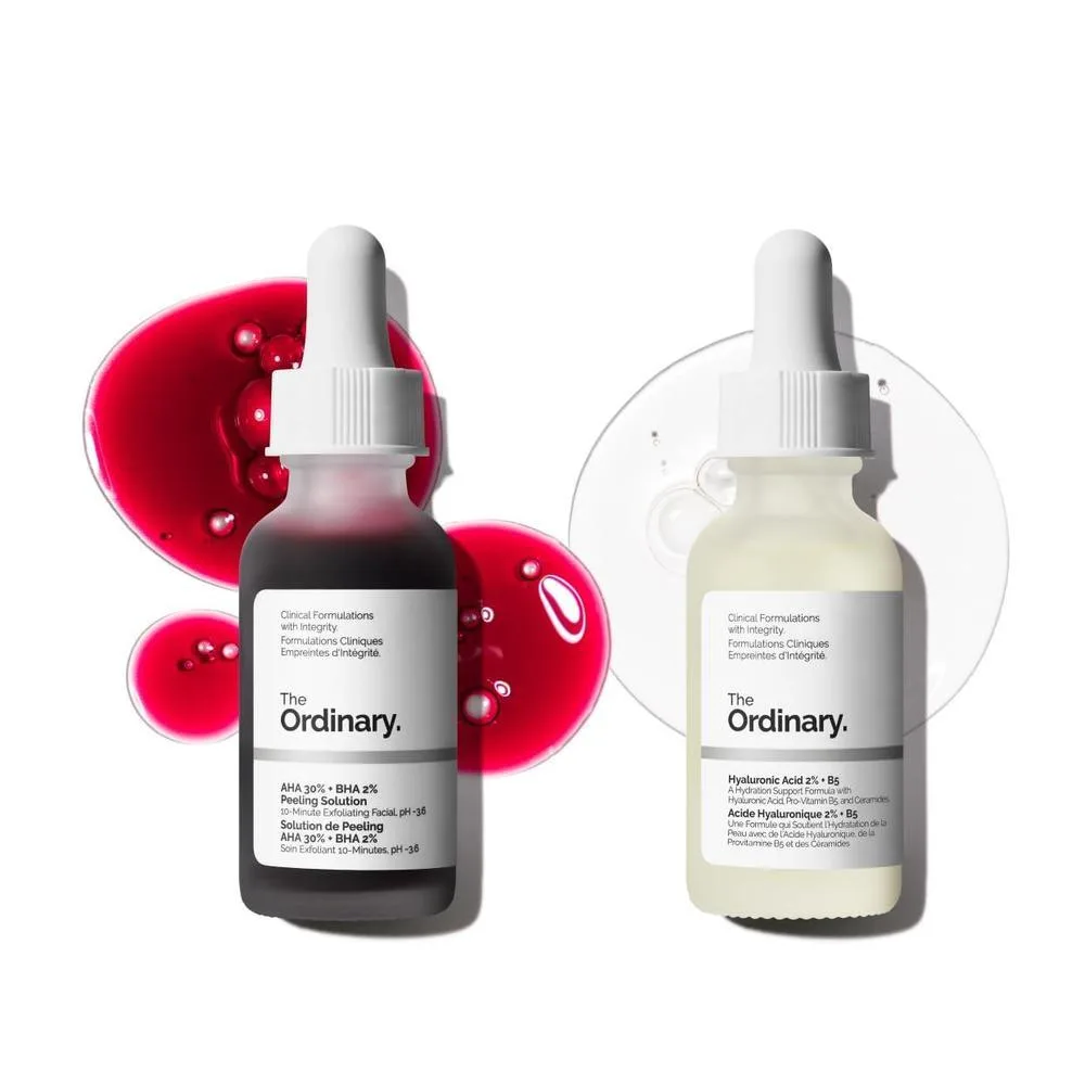 Set De Sueros The Ordinary AHA 30% + BHA 2% Ácido Hialurónico 30ml