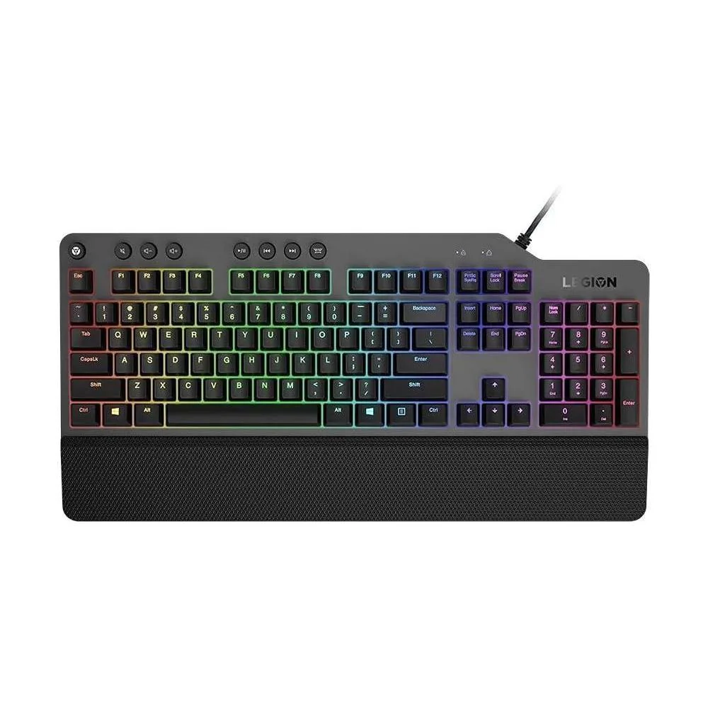 Teclado Gamer Lenovo Legion K500 RGB Mecánico Full-size con 7 Teclas Programables y Reposamuñecas Desmontable