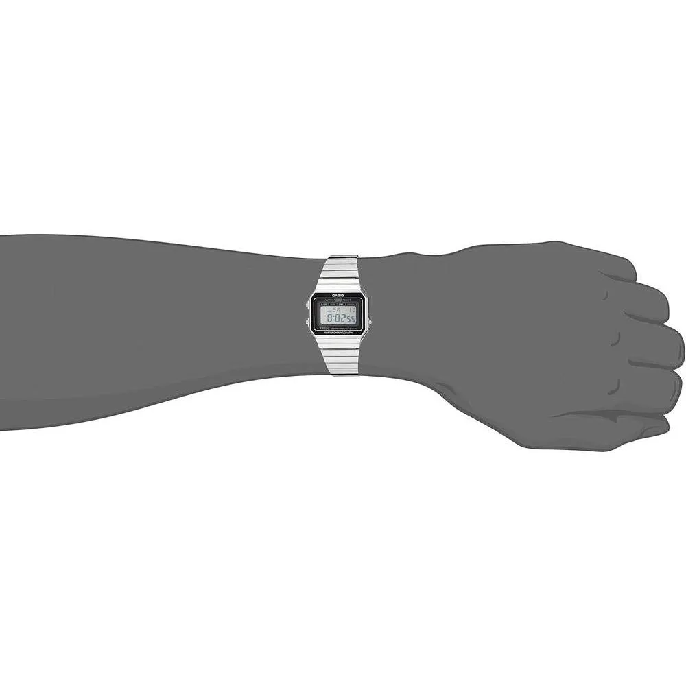 Casio Reloj de cuarzo digital clásico para hombre con pantalla plateada, modelo A700W-1ACF