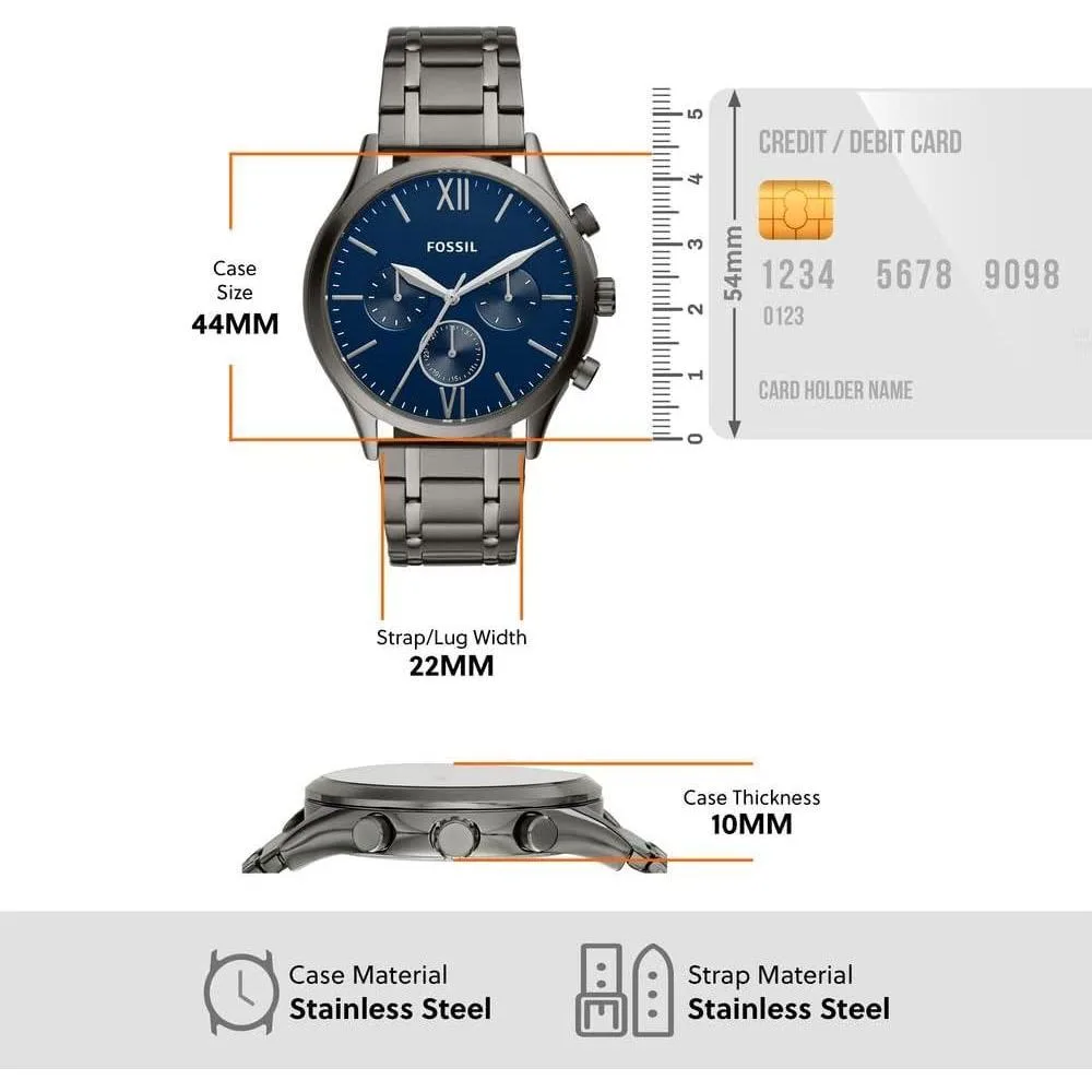 Reloj analógico Fossil Fenmore para hombre con correa de acero inoxidable y cristal resistente a arañazos