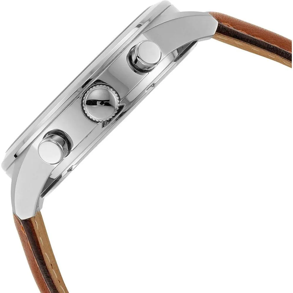 Flynn Cronógrafo: Reloj de Cuero Marrón de Fossil, Elegante y Resistente al Agua, Ideal para Hombres