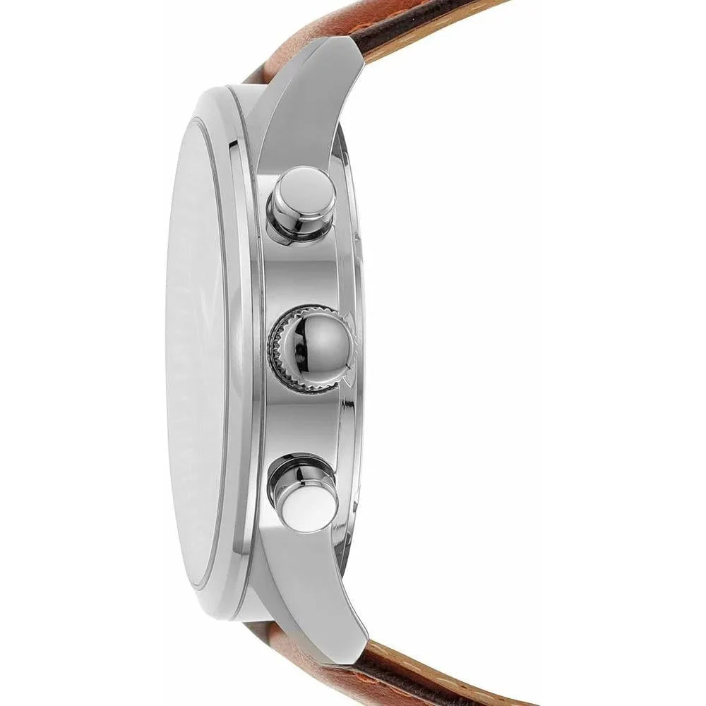 Flynn Cronógrafo: Reloj de Cuero Marrón de Fossil, Elegante y Resistente al Agua, Ideal para Hombres