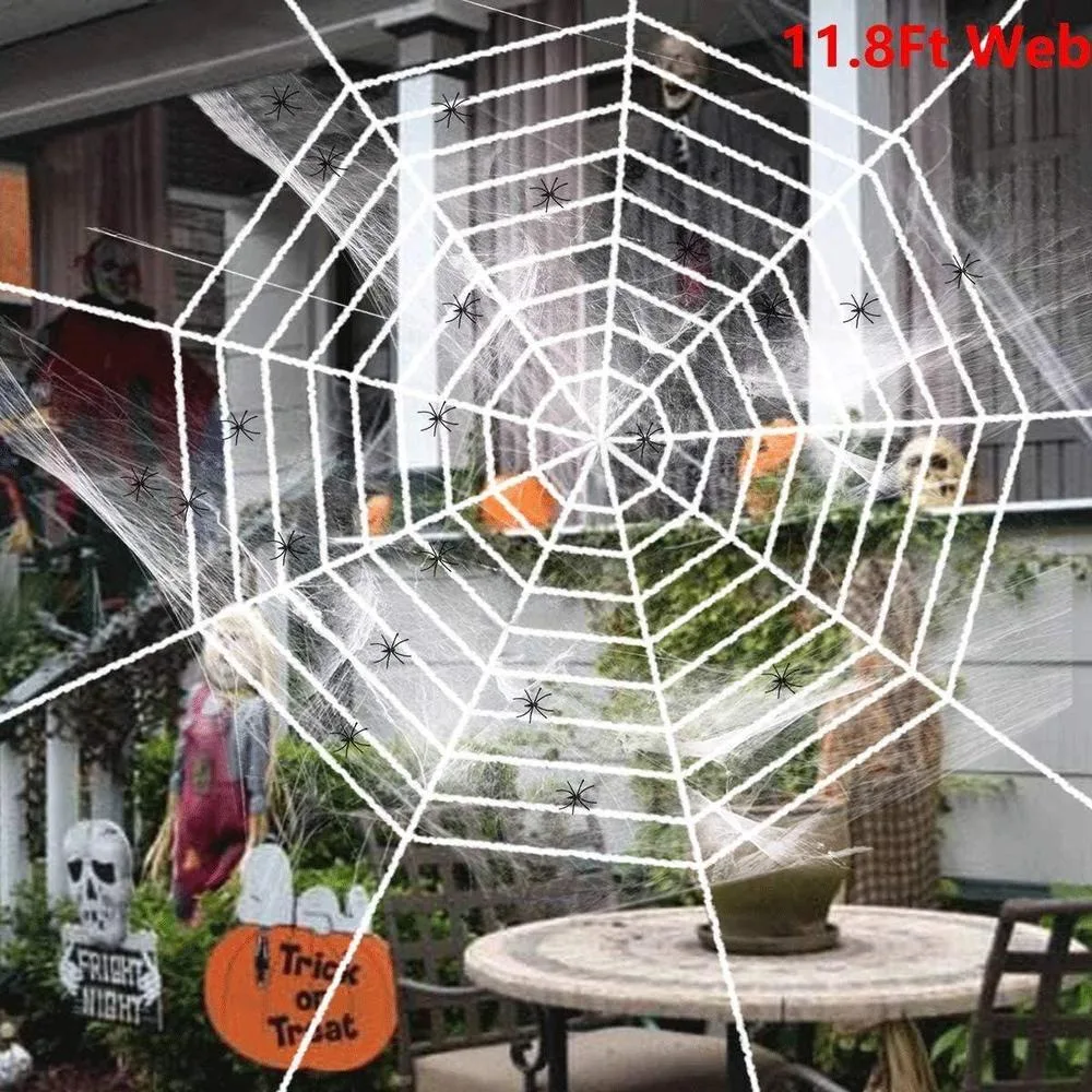 Juego de decoración de Halloween con arañas grandes, telarañas elásticas y más, ideal para un ambiente espeluznante