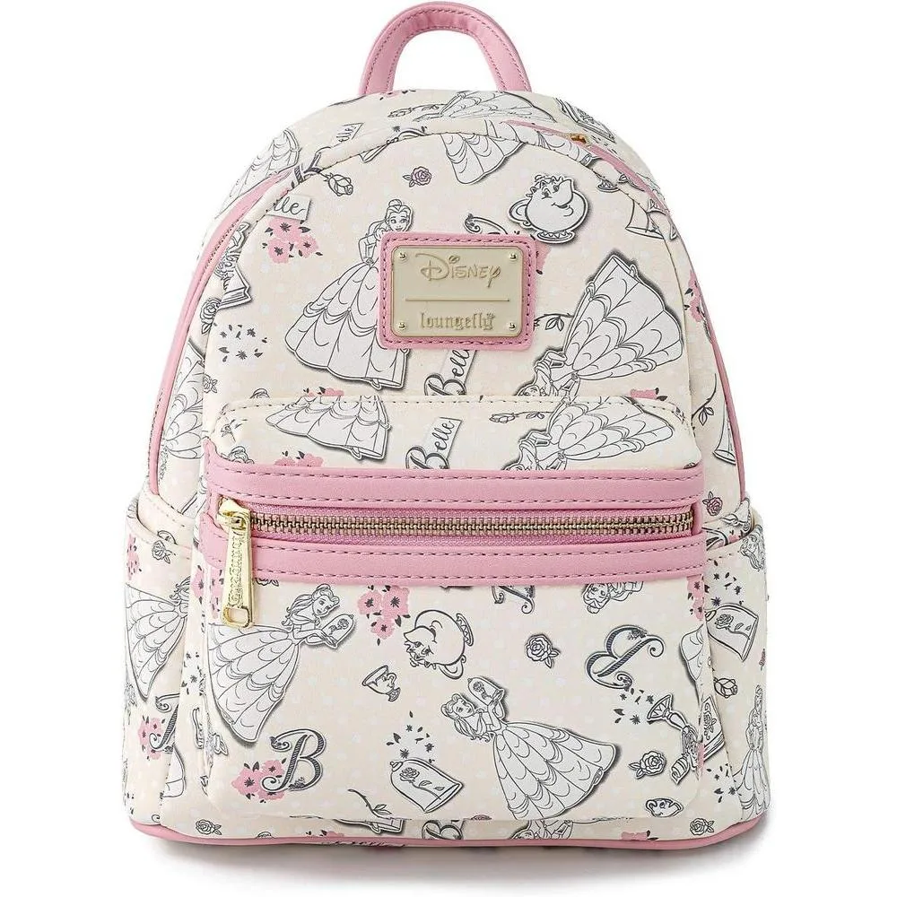 Loungefly Disney Beauty and the Beast Belle All Over Print Womens Double Strap Shoulder Bag Purse