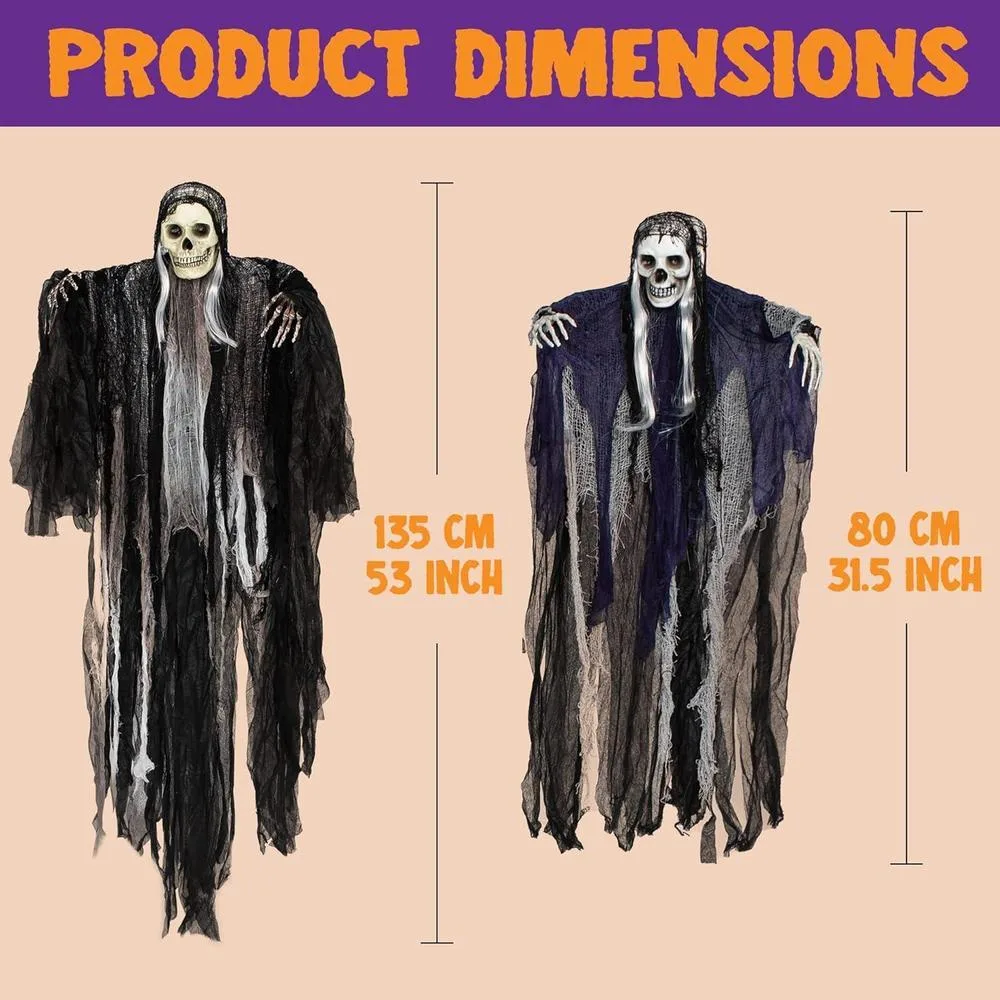 JOYIN decoraciones colgantes de esqueletos de Halloween, paquete de 3, brazos ajustables y material duradero para exteriores