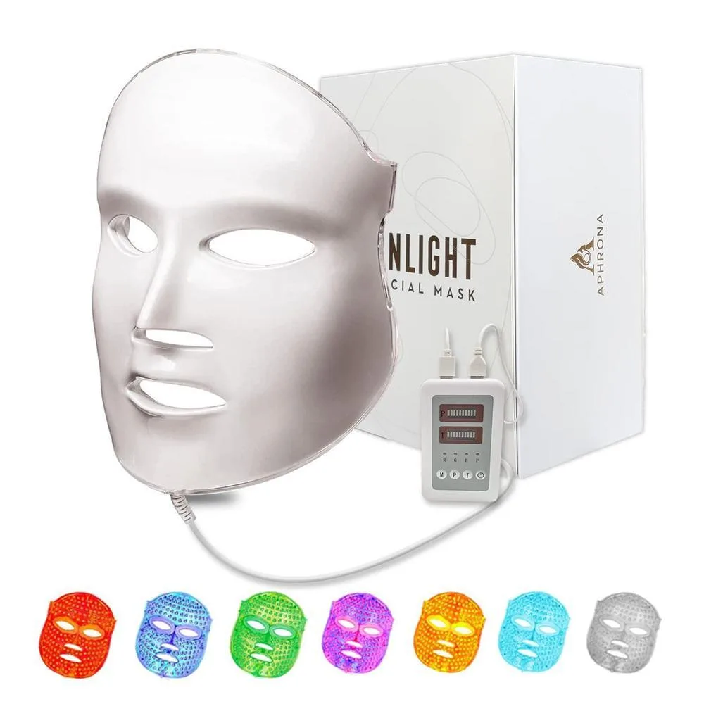 Aphrona FDA autorizó la máscara facial del cuidado de la piel del LED MOONLIGHT PRO 7 Color Tratamiento Máscara del fotón (blanco)