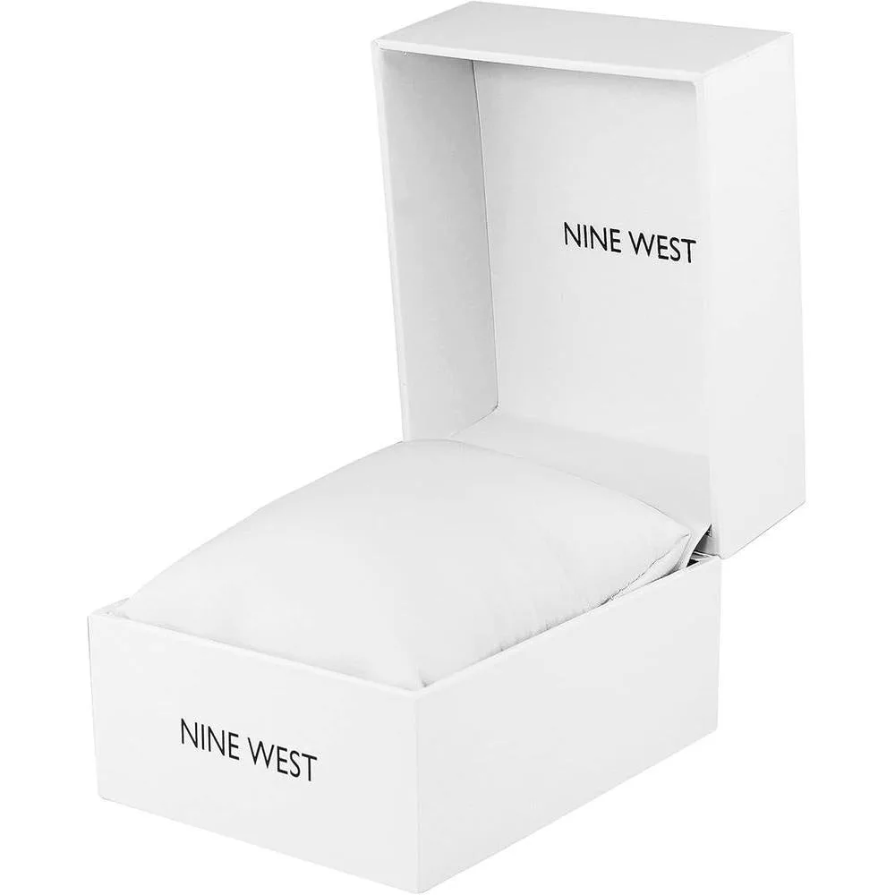 Reloj de pulsera para mujer Nine West en dorado con acero inoxidable, cristal resistente y diseño floral elegante