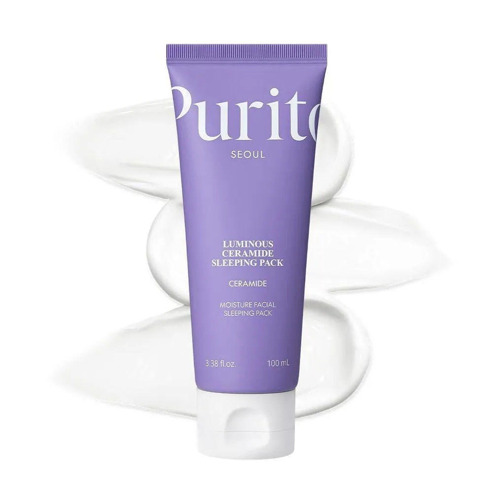 PURITO Paquete de Dormir Luminoso de Ceramida | Crema de Recuperación Nocturna con Cinco Ceramidas para Piel Seca y Sensible | Ceramida, Bloqueo de Hidratación | Vegano y Libre de Crueldad, Cuidado de