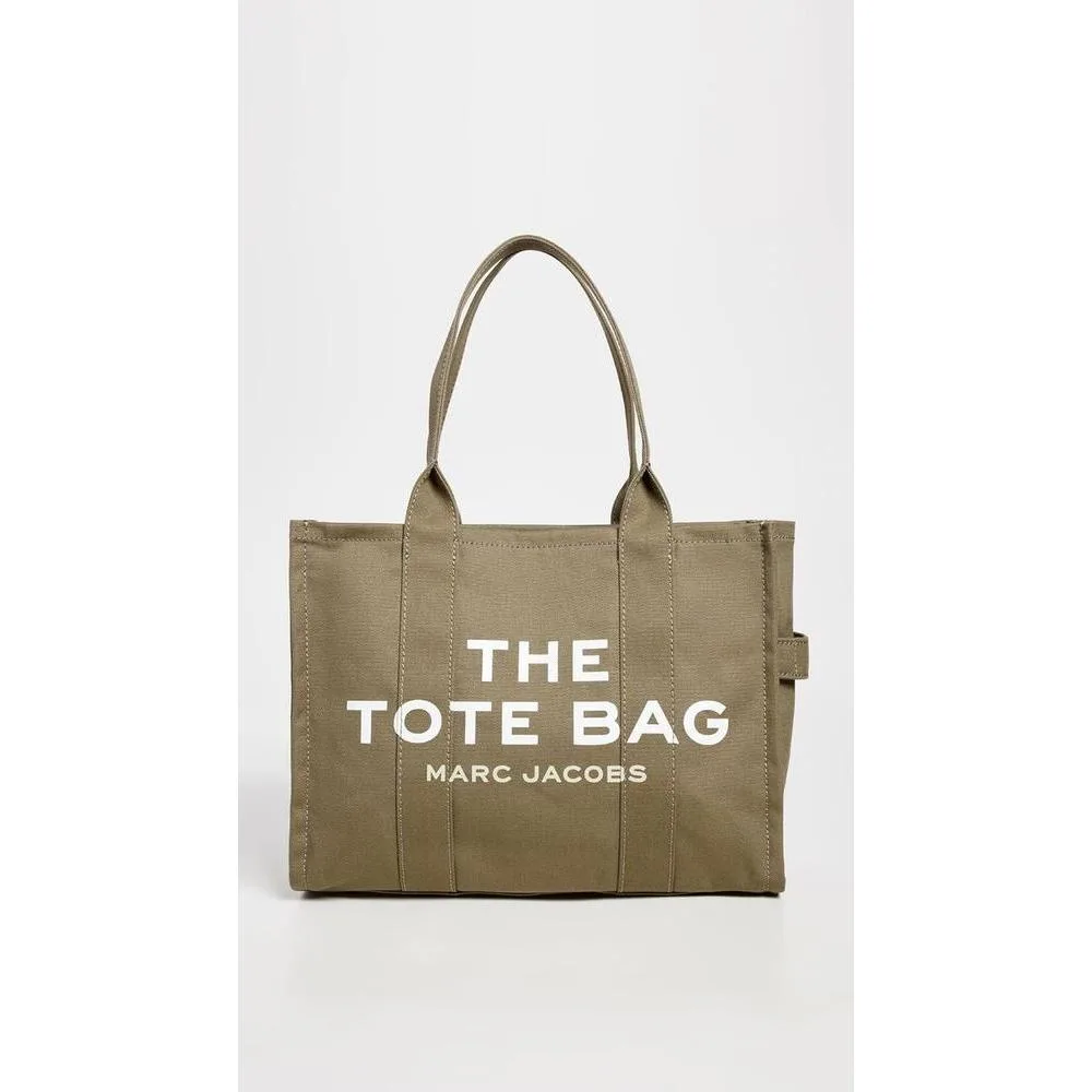 Marc Jacobs The Large Tote Bag bolso de lona para mujer con letras de bloque y parche característico
