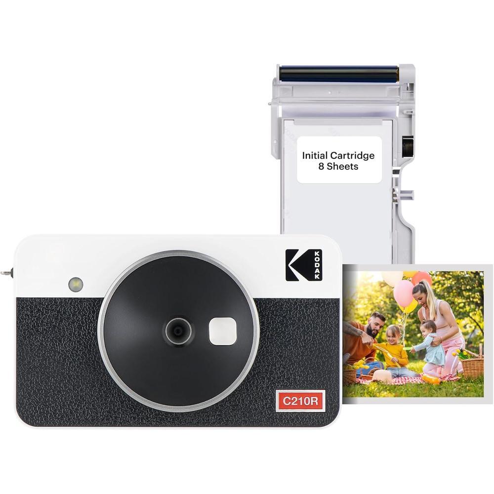 KODAK Mini Shot 2 Retro 4PASS 2-in-1 Instant Digital Camera and Photo Printer (2.1x3.4 inches) + 8 Sheets, White