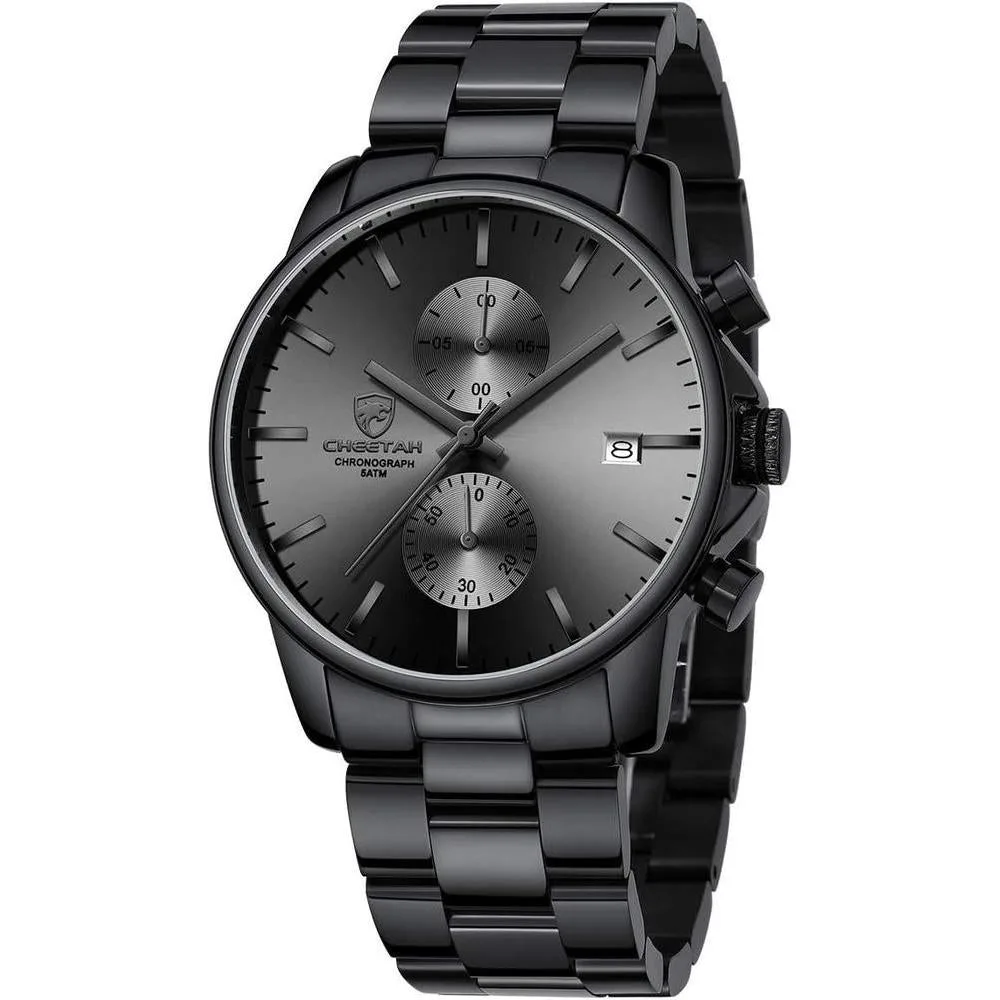 GOLDEN HOUR Fashion Business Mens Watches with Stainless Steel Waterproof Chronograph Quartz Watch for Men, Auto Date