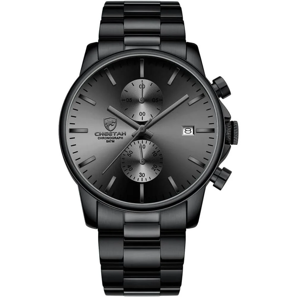 Reloj cronógrafo para hombre GOLDEN HOUR, acero inoxidable, resistente al agua, movimiento de cuarzo y fecha automática