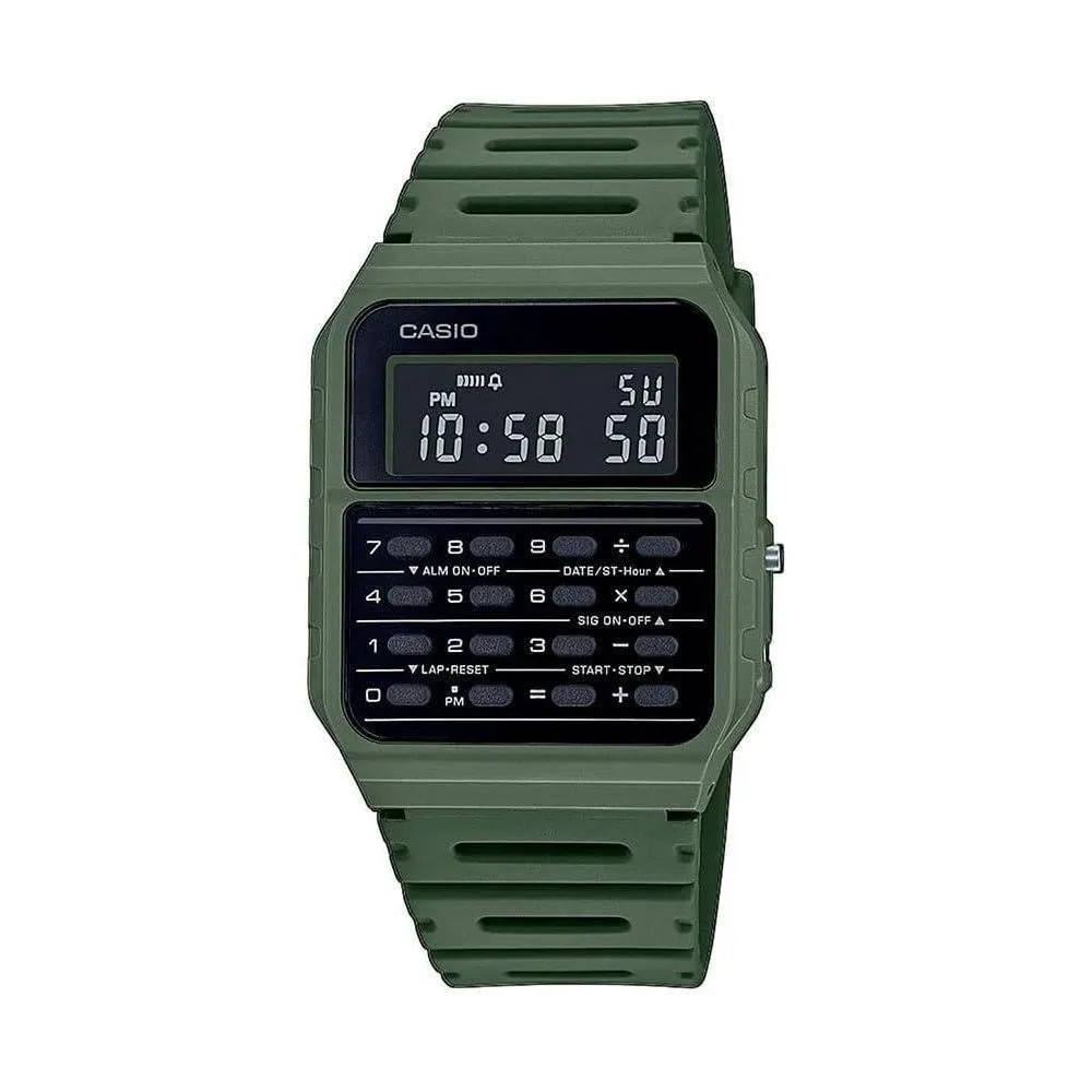 Casio CA-53WF-3B Calculator Green Digital Mens Watch Original New Classic CA-53, 43.2×34.4×8.2mm (CA-53WF-3BDF)