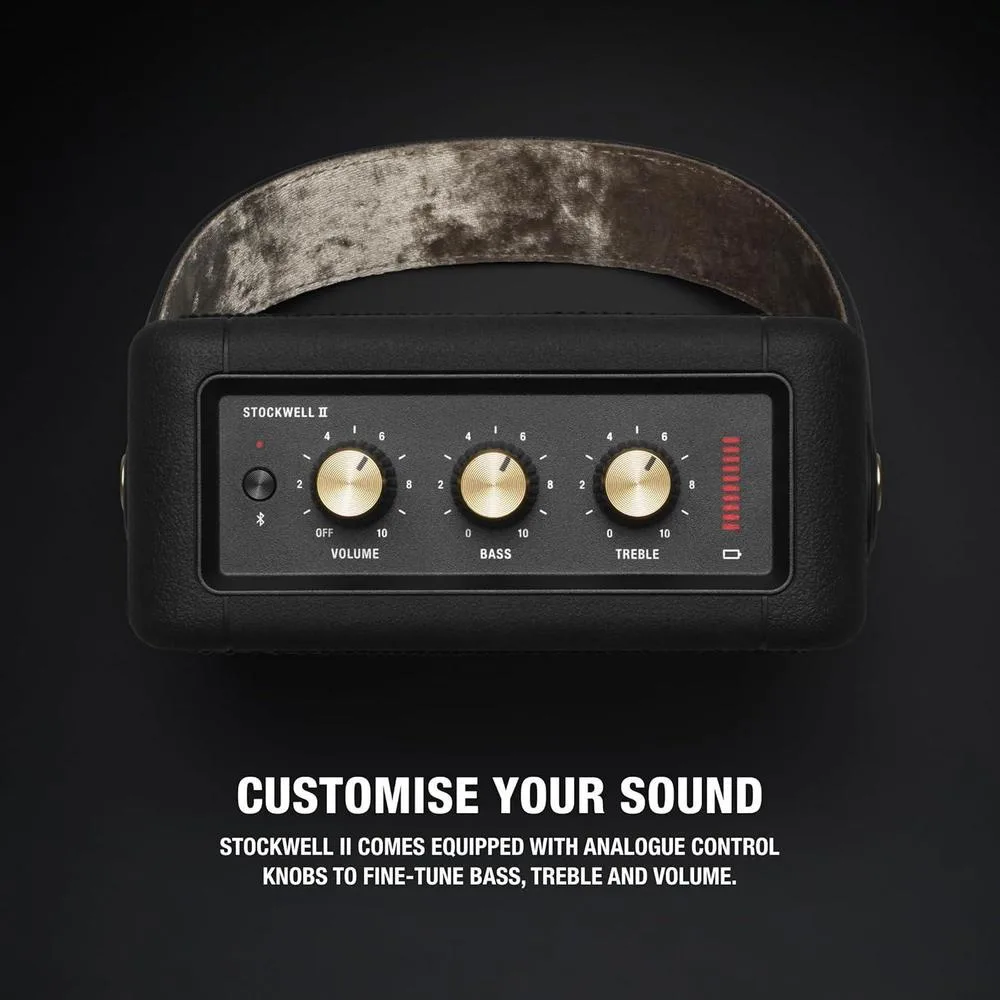 Marshall Stockwell II - Altavoz Bluetooth portátil con más de 20 horas de reproducción, resistente al agua y diseño compacto