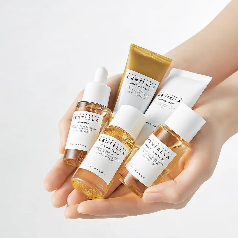SKIN1004 Madagascar Centella Kit De Viaje Toner Ampolla Crema Calmante Aceite Limpiador Espuma De Ampolla