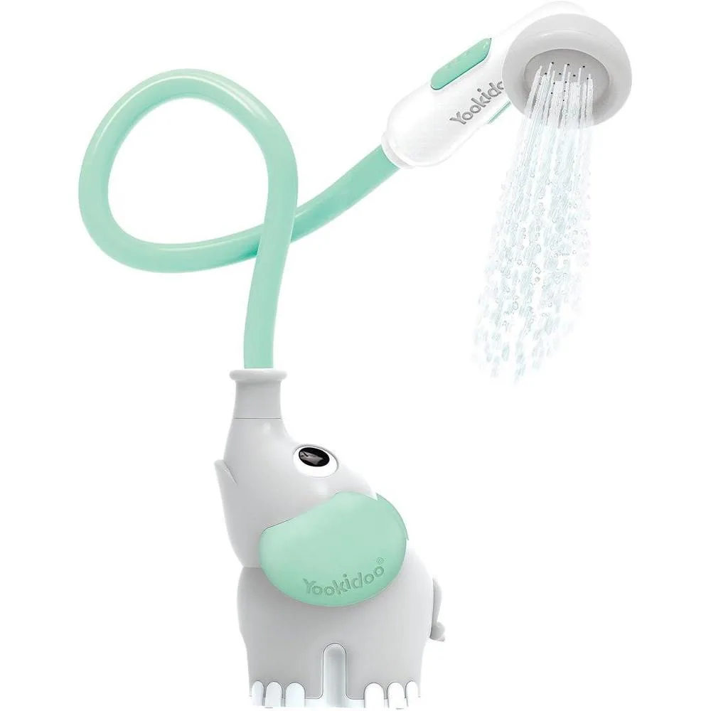 Yookidoo Baby Bath Shower Head - Elephant Water Pump with Trunk Spout Rinser - Control Water Flow from 2 Elephant Trunk Knobs for Maximum Fun in Tub or Sink for Newborn Babies