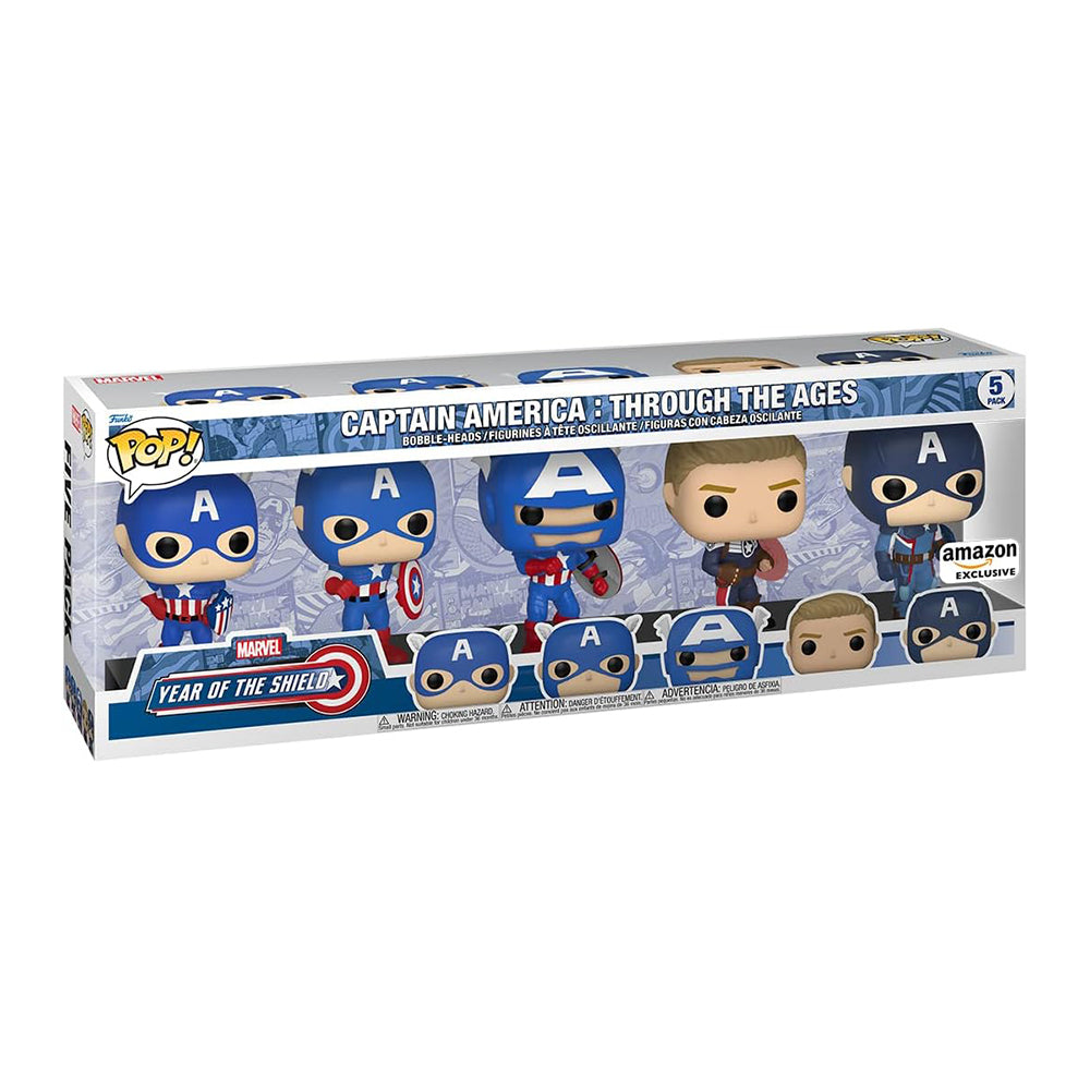 Funko Pop! Marvel: Year of The Shield - Captain America Through The Ages 5 Pack, Amazon Exclusive
