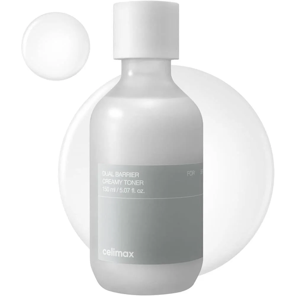 Celimax Tónico Cremoso de Doble Barrera | Con Ceramidas, Péptido, Libre de Aceite y Alcohol, Astringente Facial, Hidratante, Calmante, Suavizante, No Irritante, 150ml