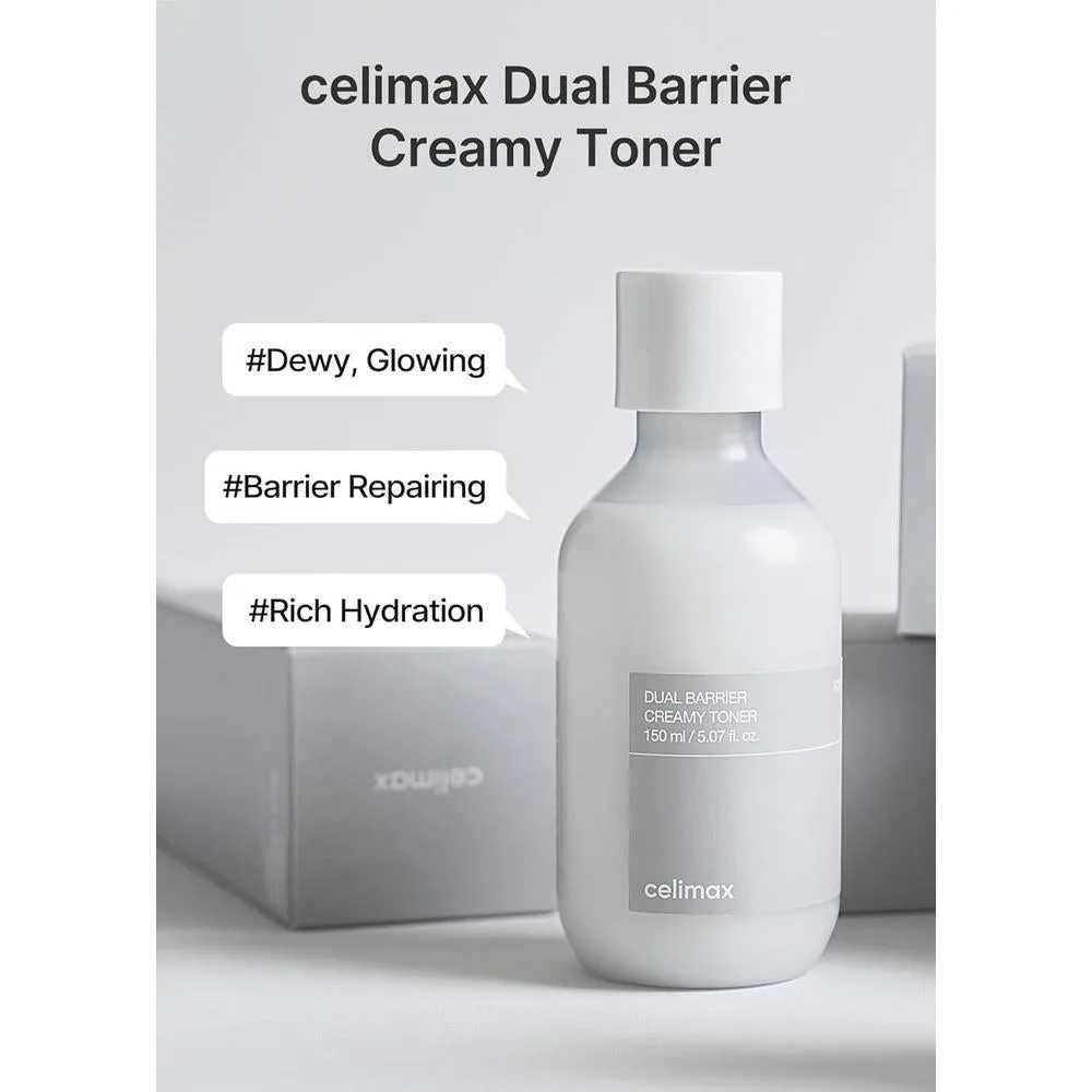 Celimax Tónico Cremoso de Doble Barrera con Ceramidas y Péptidos, Libre de Aceite y Alcohol, Hidratante y Astringente Facial