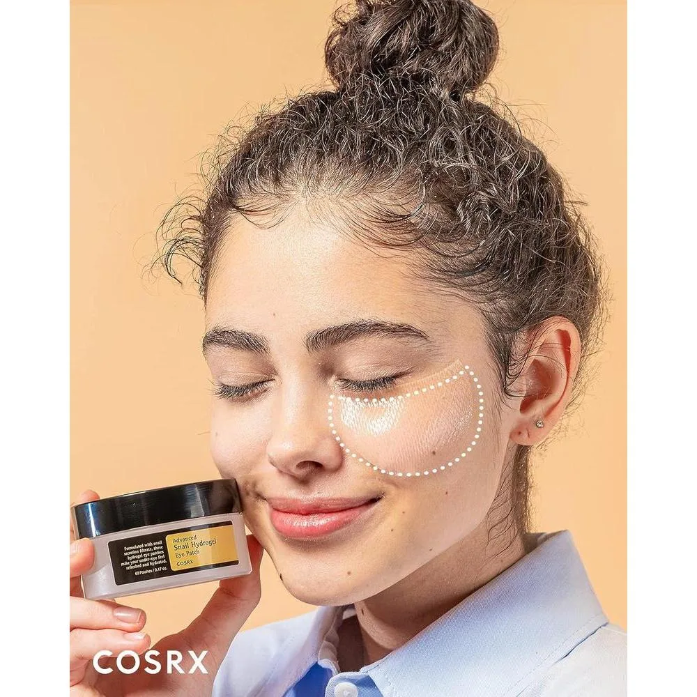 COSRX Parche avanzado para ojos de hidrogel de caracol, tratamiento hidratante, anti-hinchazón, sin parabenos