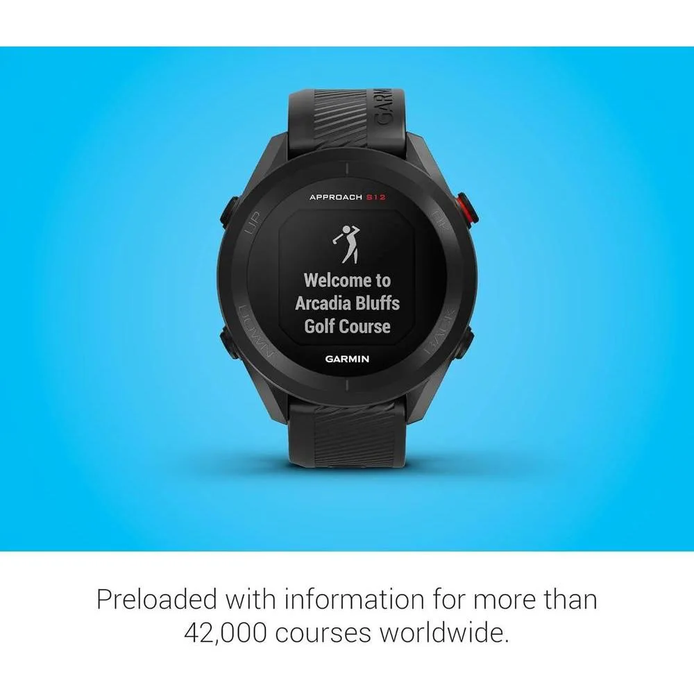 Garmin Approach S12, reloj de golf GPS fácil de usar con más de 42K campos precargados, color negro
