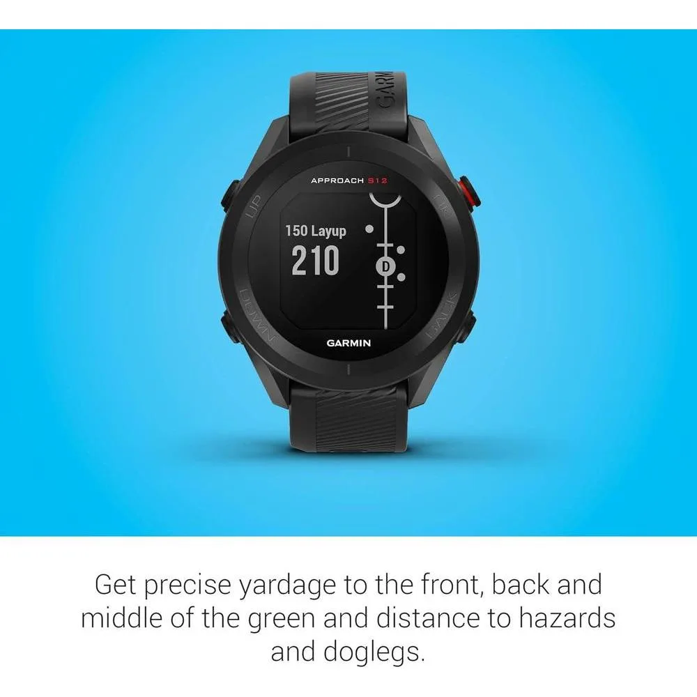 Garmin Approach S12, reloj de golf GPS fácil de usar con más de 42K campos precargados, color negro