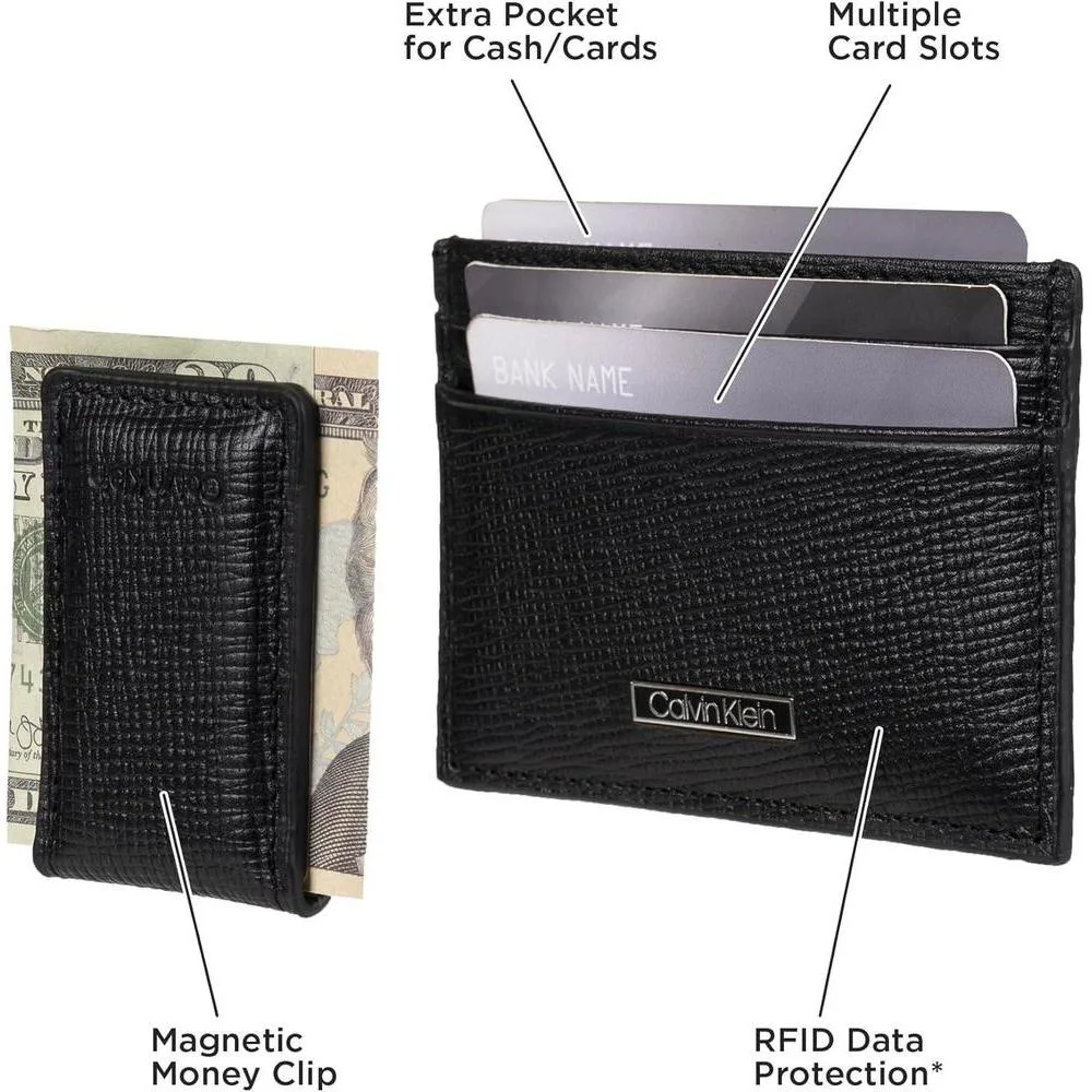 Cartera Calvin Klein para hombre con diseño minimalista bifold y fundas para tarjetas con bloqueo RFID