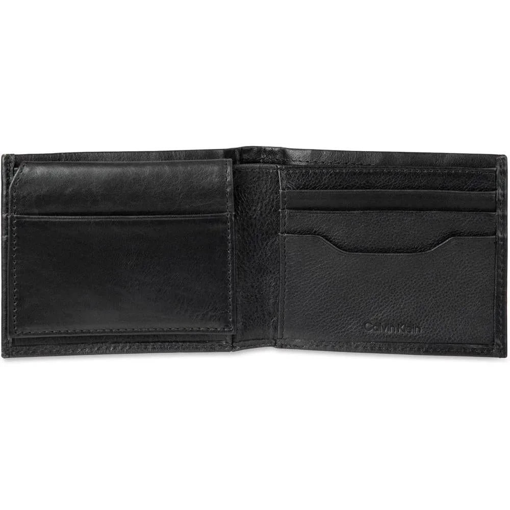 Calvin Klein Billetera plegable de piel RFID para hombre con múltiples ranuras para tarjetas e identificación
